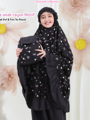 Mukena Anak Flower Series Black