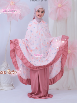 Mukena Anak Rayon Motif Baru Princess Series 2in1 Tas Ransel